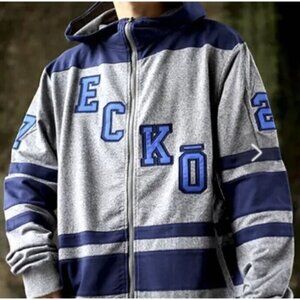 Ecko Unltd Sweatshirt Mens Large Adult Cotton Blend Hoodie Gray Blue Full Zip